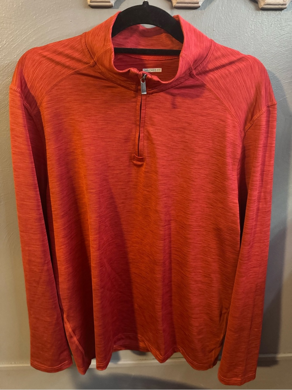 Jos. A. Bank Men's Long-Sleeve Quarter-Zip in Red-Orange Heather